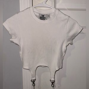 The Ragged Priest from Princess Polly, white crop T-shirt, size S